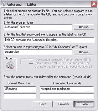 Autorun Inf Editor Screenshot